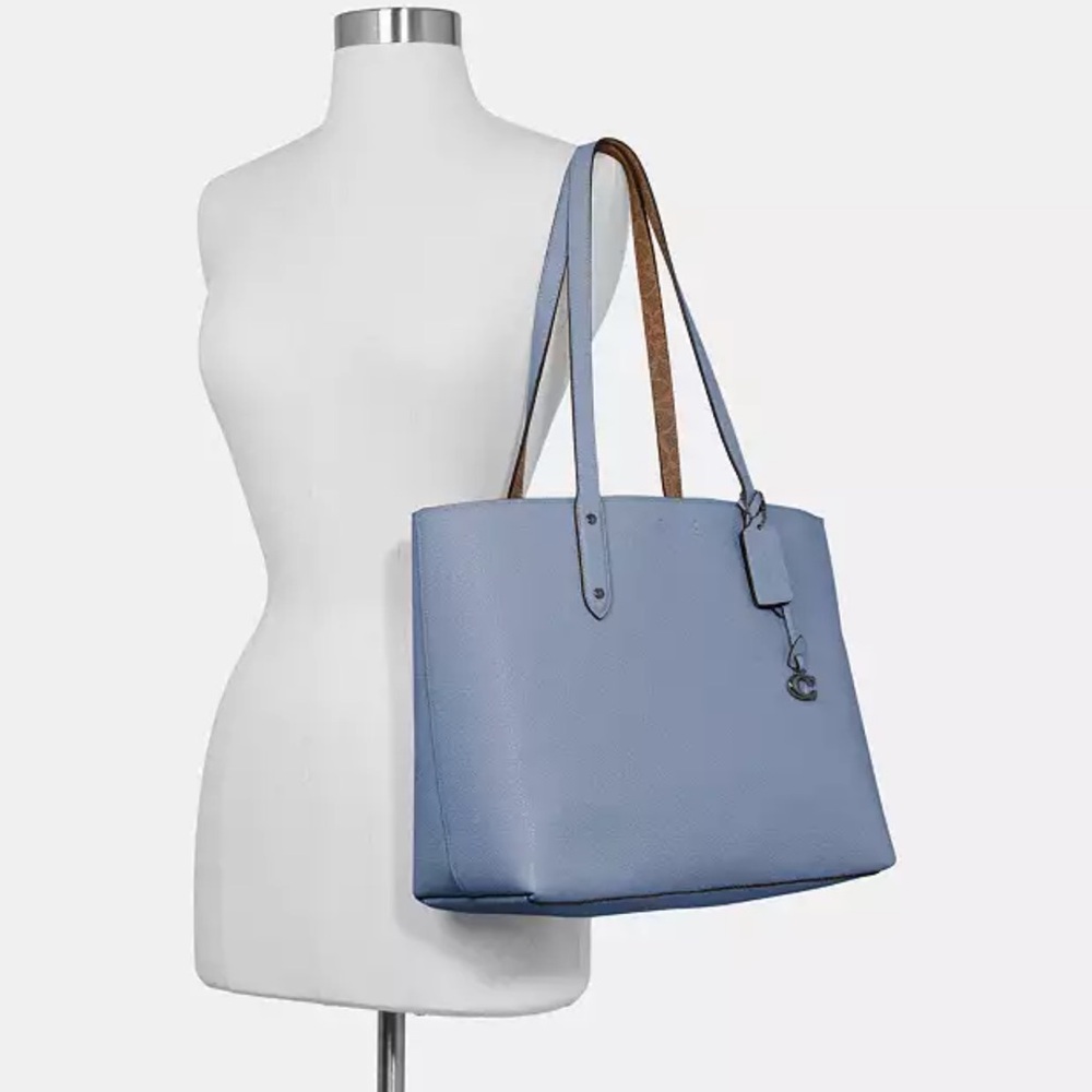 Coach Blue Central Tote With Signature Canvas bag